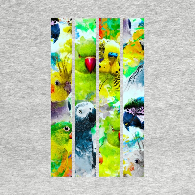 Modern Aquarell Parrots Exotic Bird Pattern by BirdNerd